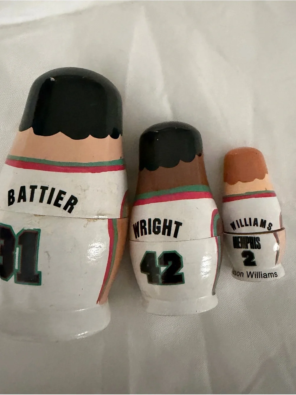 Memphis Basketball Nesting Dolls - White/Teal Accents